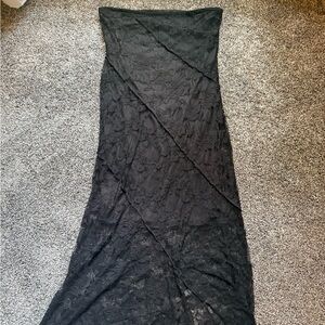 Elegant Black Lace Strapless Dress